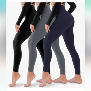 Showitty Women’s 3 Pack Leggings  Black Blue Grey L/XL